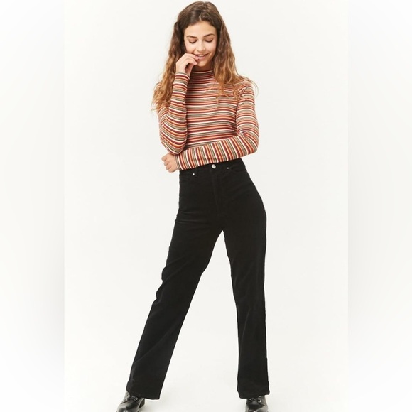 Forever 21 Black corduroy straight leg 5 pocket Jeans - Picture 1 of 8